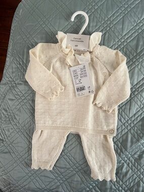 H&M Ivory Knit Baby Two-Piece Outfit- Organic Cotton